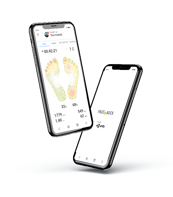 Smart-Sole-App auf zwei Smartphones